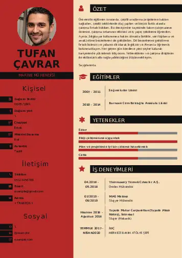 Makine Mühendisi Cv Örnekleri cv indir